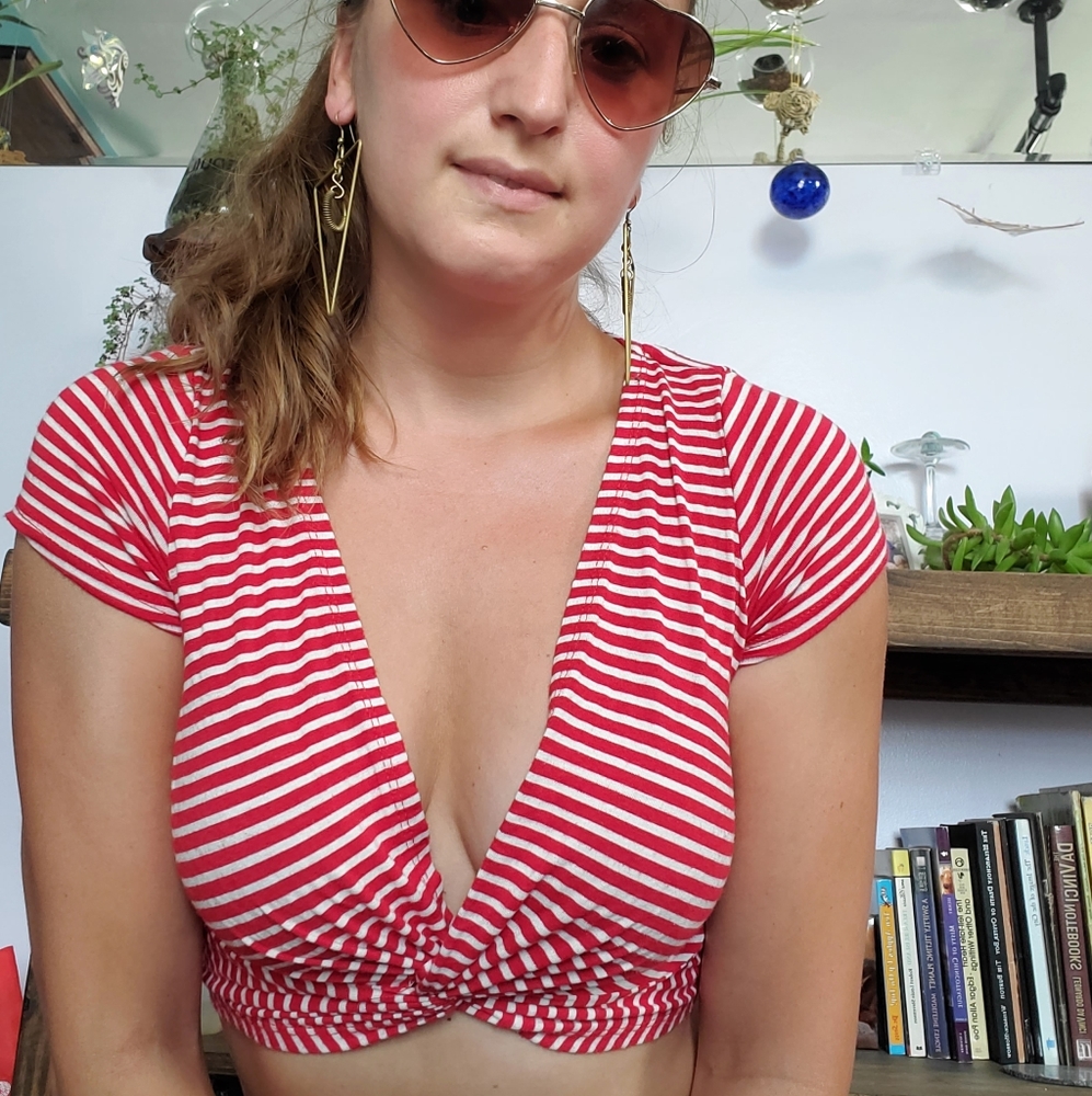 Red and white striped crop top